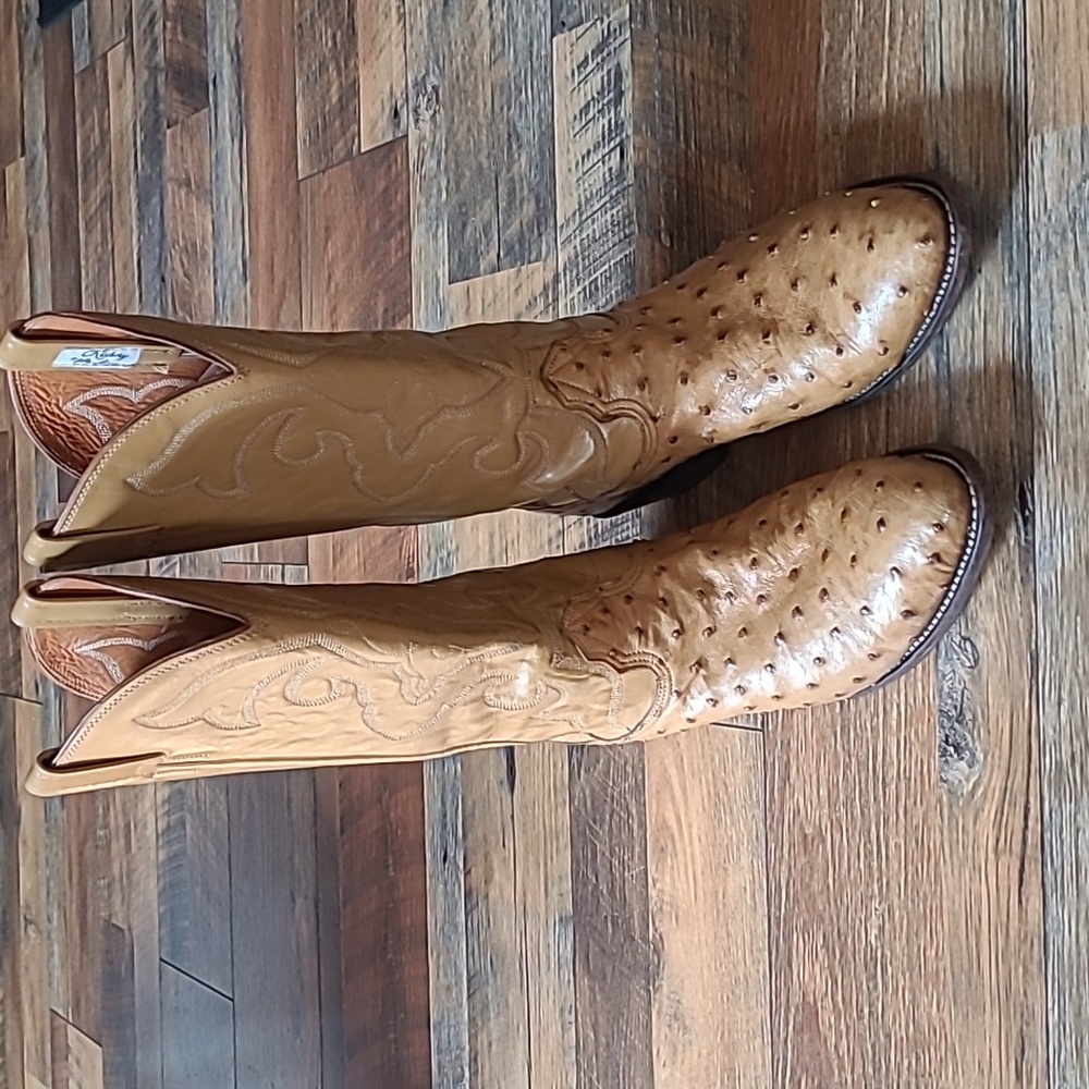 Larry Mahan Ostrich Boots Tan Size 11.5D
